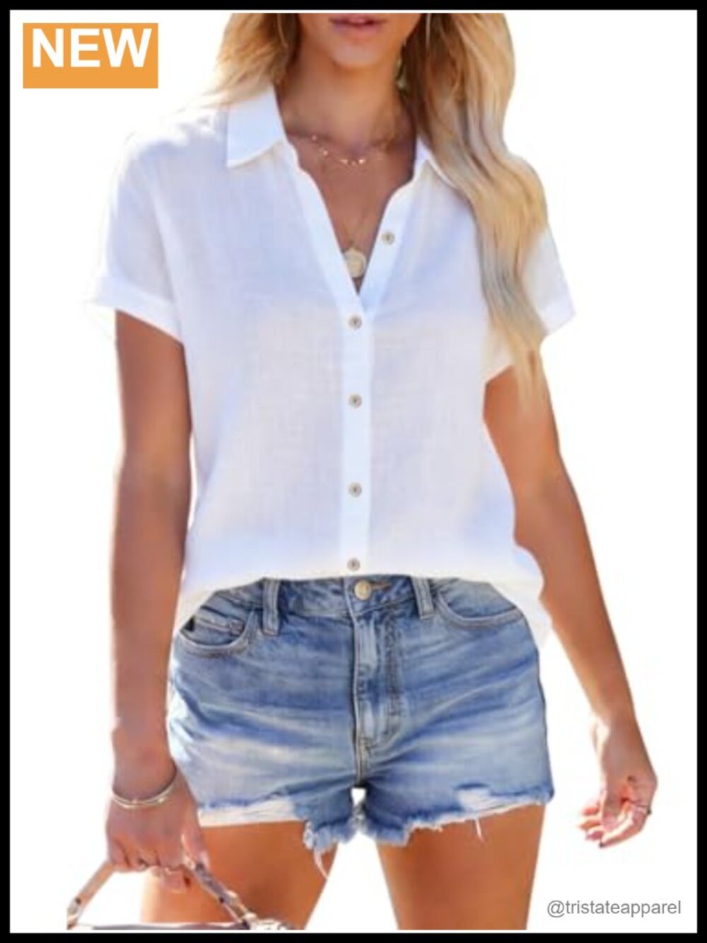 Linen Button Down Shirt Short Sleeve Women Casual Summer Top